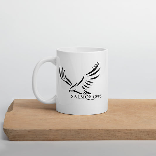 Taza blanca de Aguila Salmos 103:5